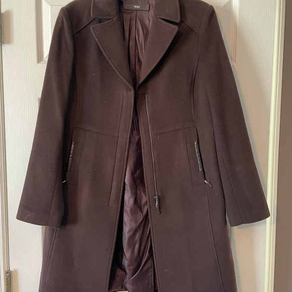 Tumi Wool coat with leather trim (sz 8) - Picture 6 of 6